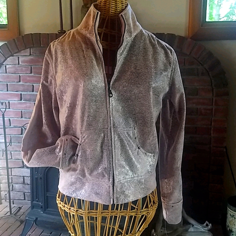 Calispia ® Vintage Boho Faux snakeskin bomber jacket!